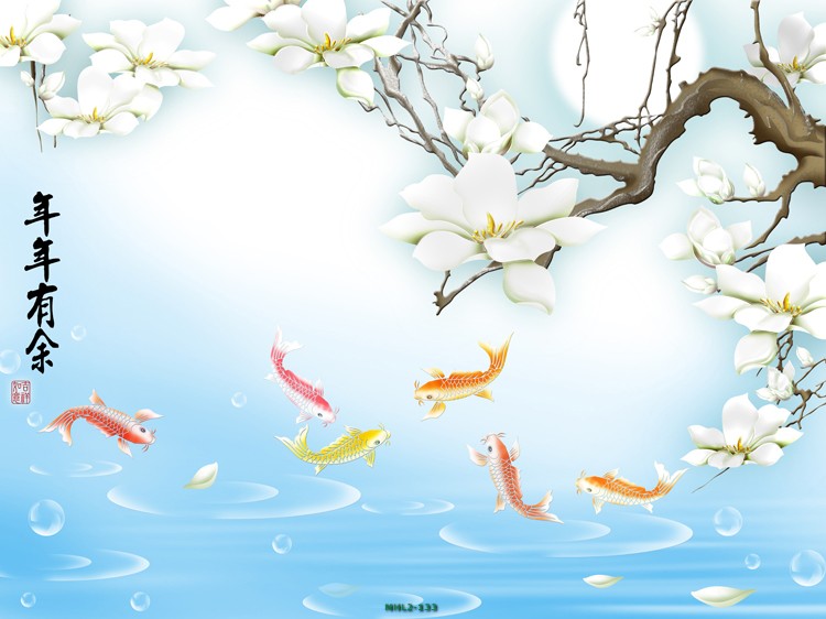 Hoa ngọc lan cá chép neenfxanh 3D MHL2-133